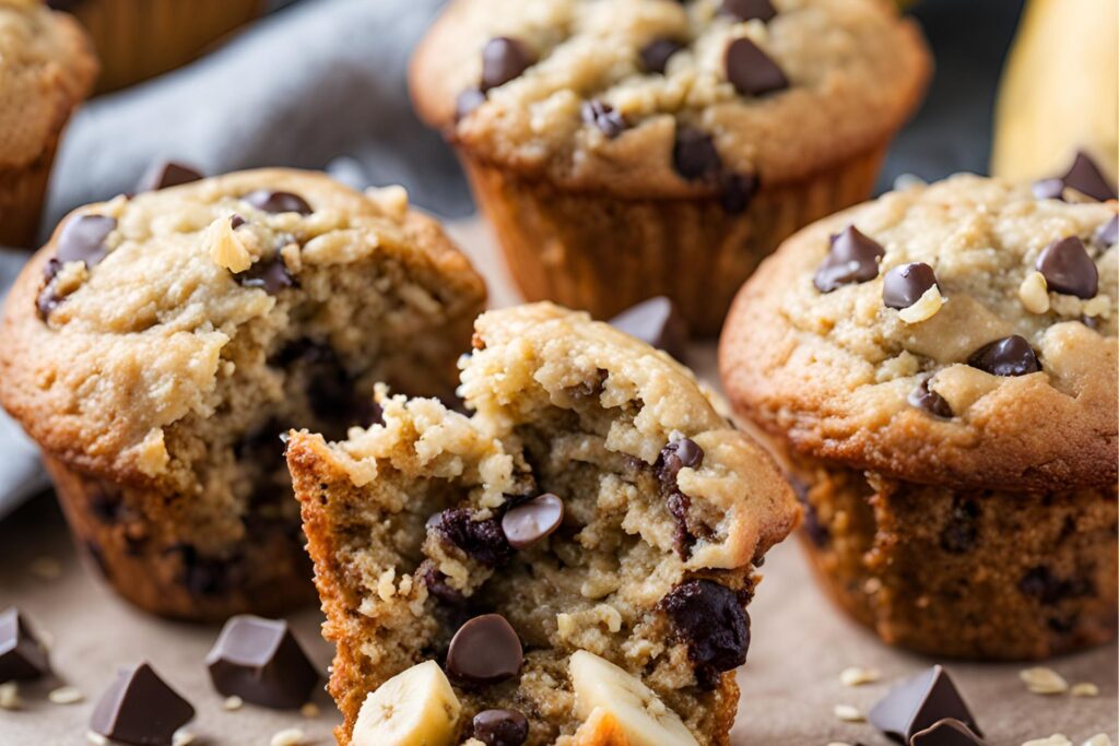 a muffin with chocolate chips and banana