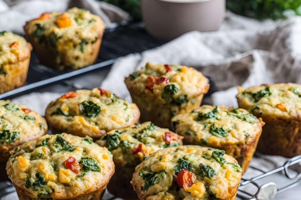 a group of muffins with vegetables 